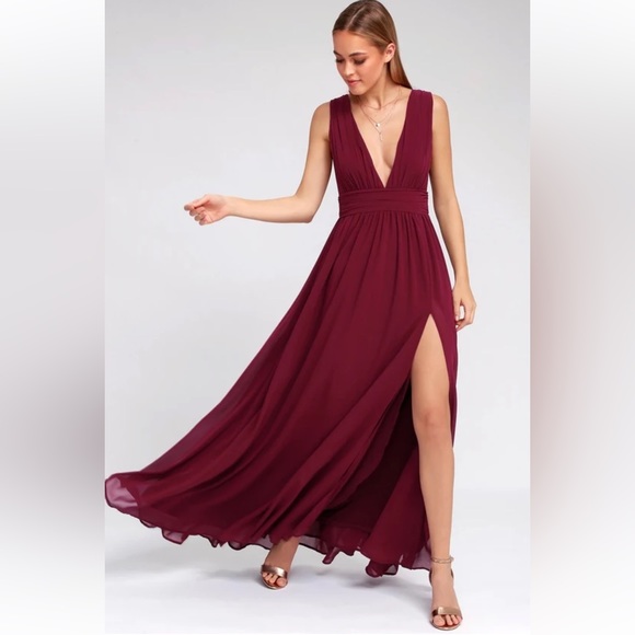 Lulus Heavenly Hues Burgundy Maxi Dress - Picture 1 of 8